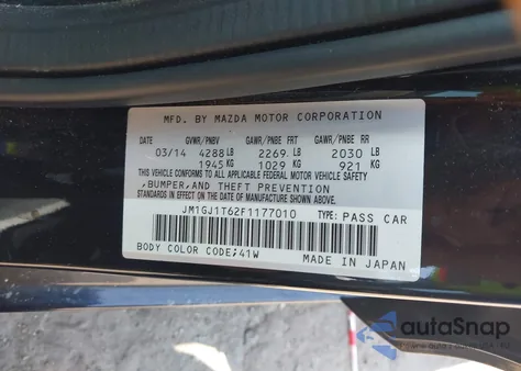 2015 Mazda Mazda6 I Touring из США, поврежденный, VIN JM1GJ1T62F1177010